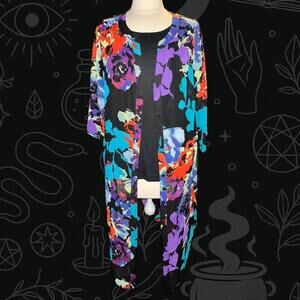 Women's Vicki Wayne Multi and Black Sheer Cardigan two piece set 14